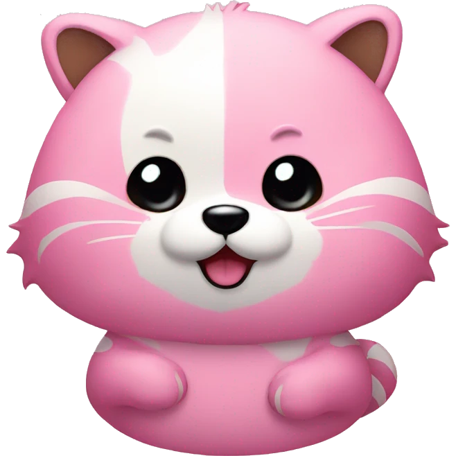 The round face and pink raccoon, Sanrio. The eyes are round emoji