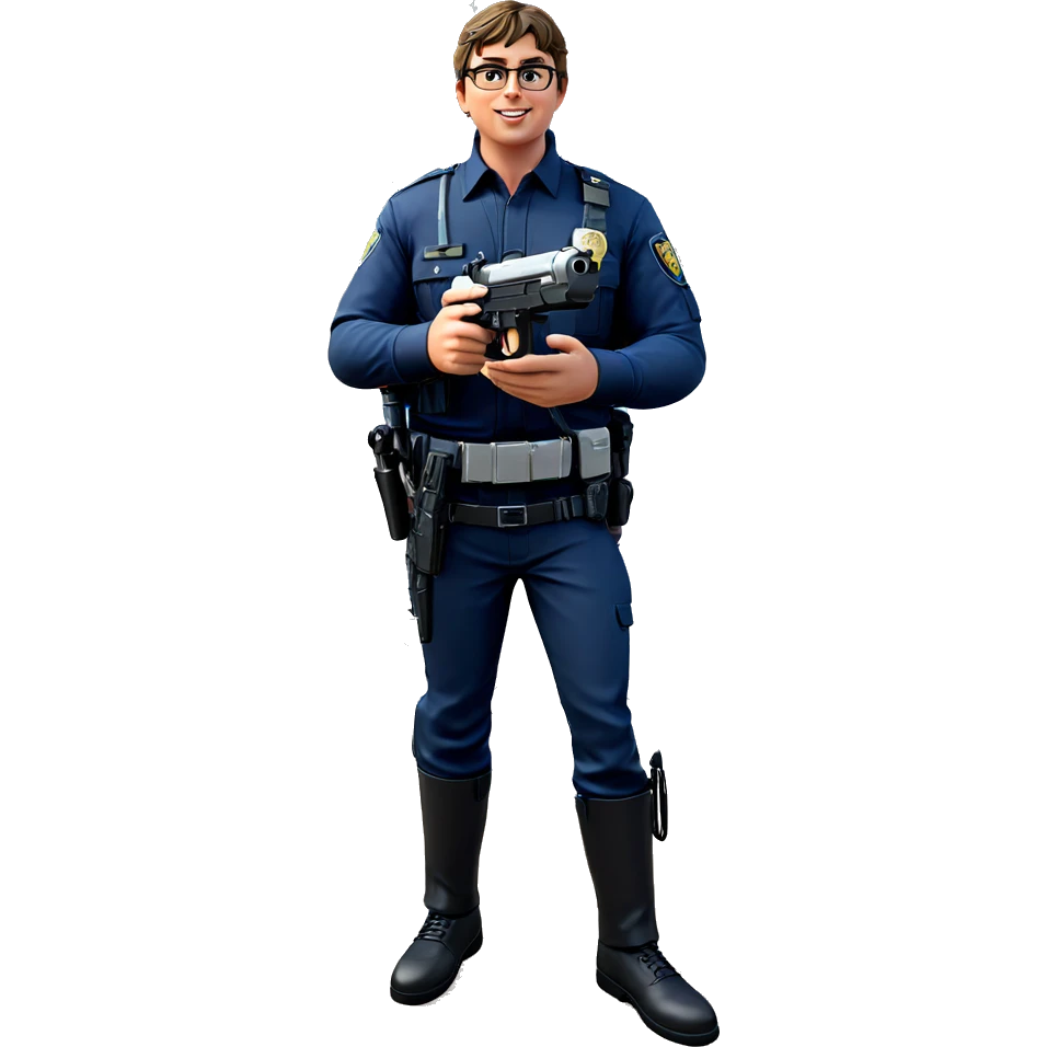 police officer outdoors with weapon emoji