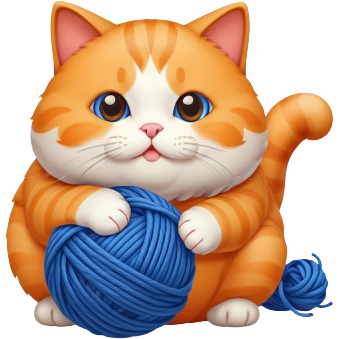 Chubby cat playing with yarn emoji