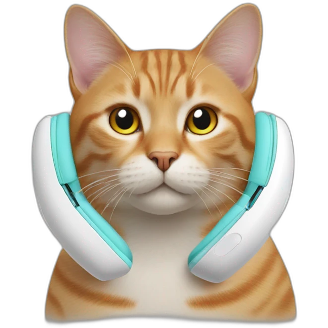 cat  airpods max on head emoji