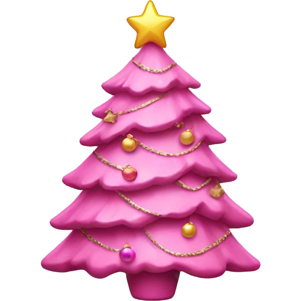 Pink Christmas tree with decor emoji