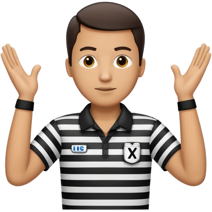 referee with raised arms crossed like an X emoji
