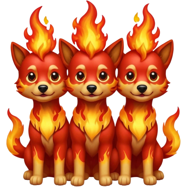 Perro de tres cabezas con fuego  emoji
