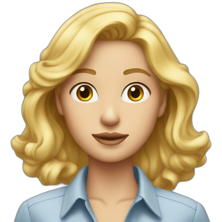 close up of blonde woman wearing a button up shirt emoji