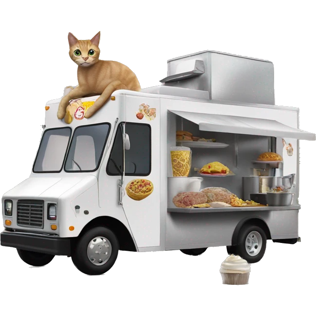 Realistic Cat Woman’s plastic dream house food truck  emoji
