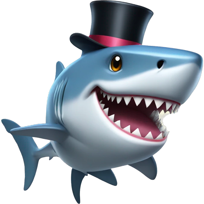 Shark with a top hat emoji