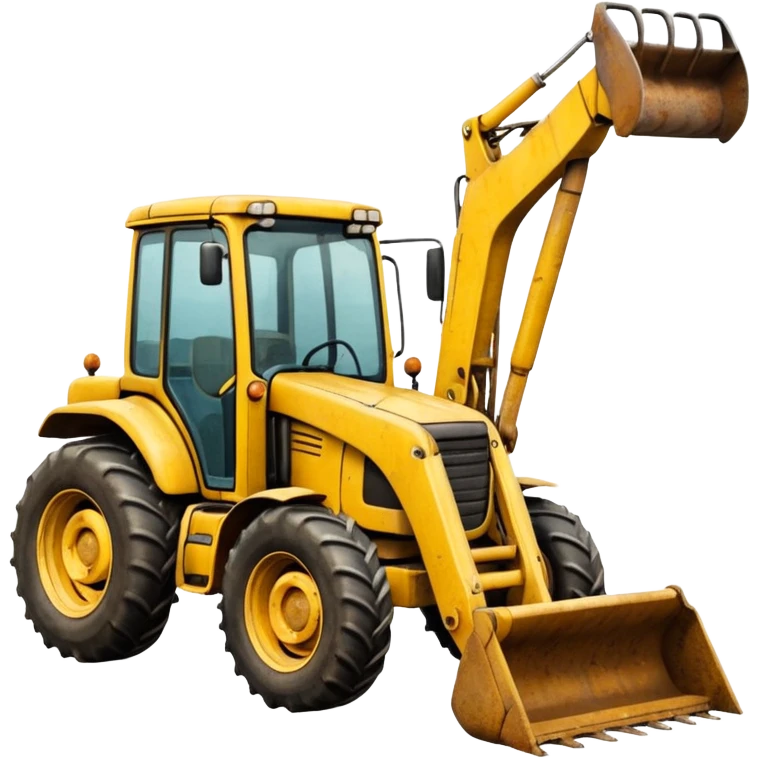 A tractor with a back hoe and a loader emoji