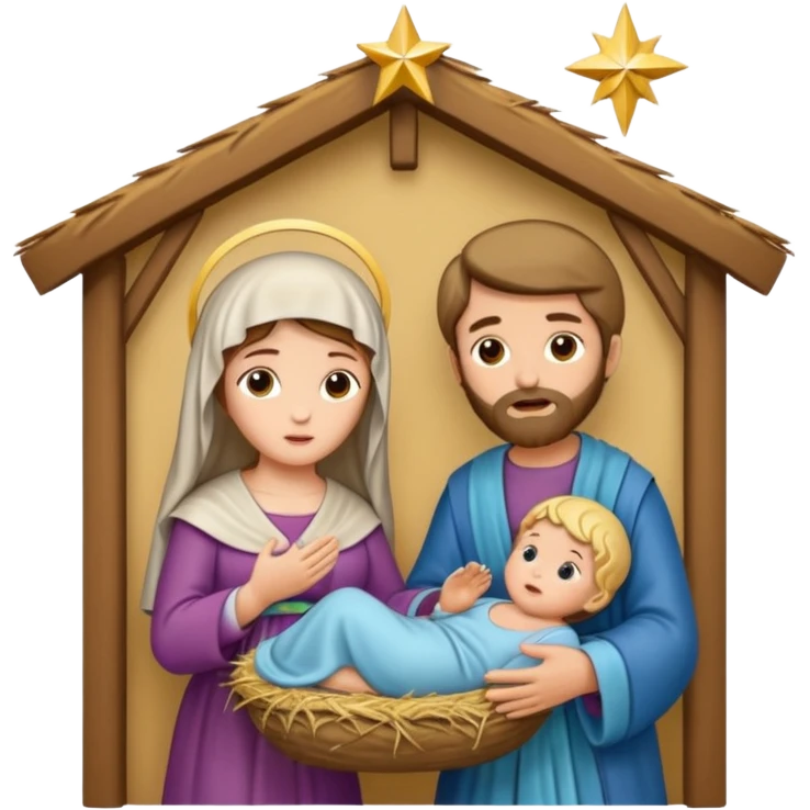 Pesebre con la virgen María San José y el niño Jesús emoji