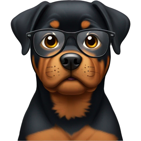 Rotweiler dog with glasses  emoji