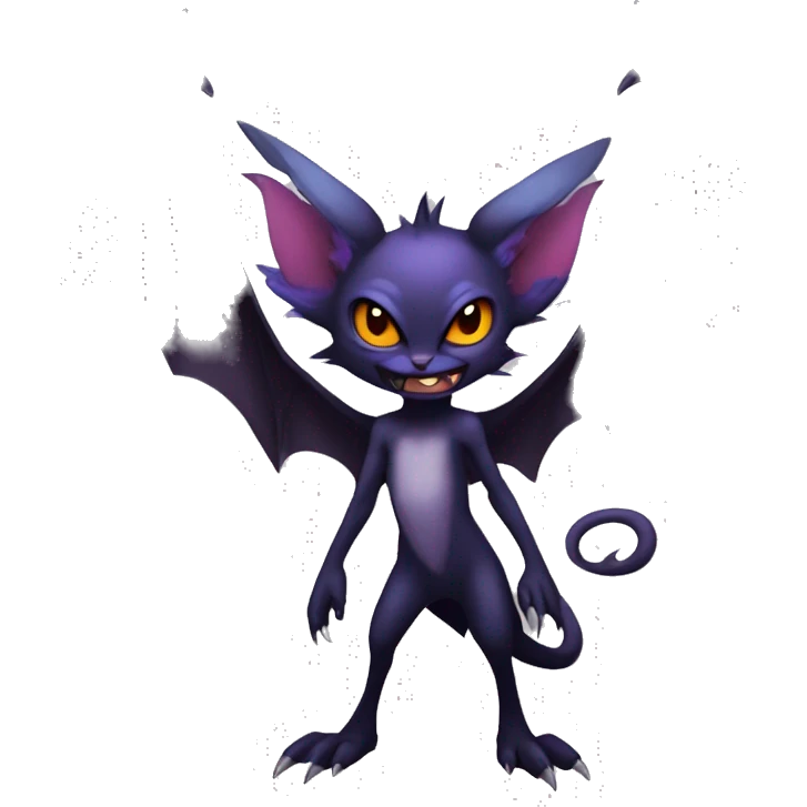  Anthro Kawaii Edgy Cool Vampiric Demonic Beautiful Noivern-Noibat-Litten with big Bat Ears full body emoji
