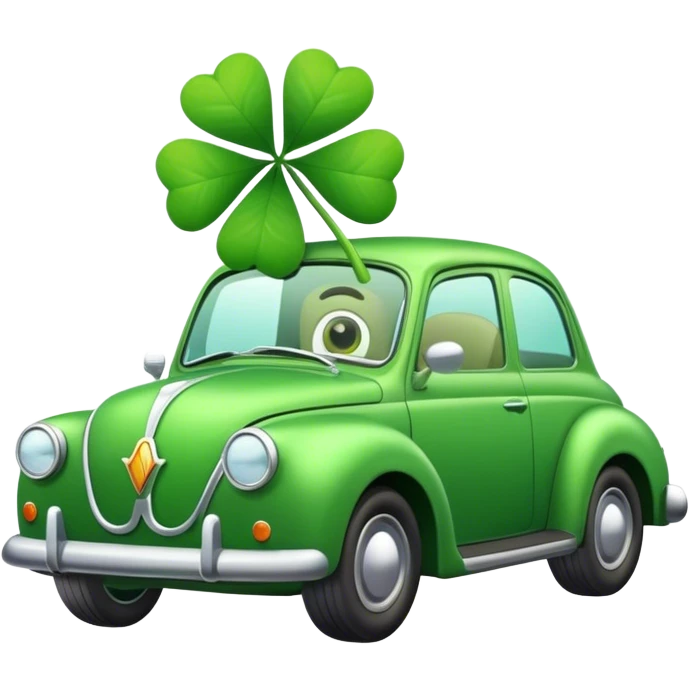 Retro clover driving a car emoji