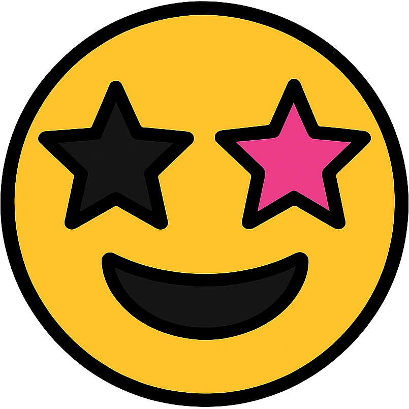 BLACKPINK-inspired emoji with black and pink star, bright and stylish style emoji