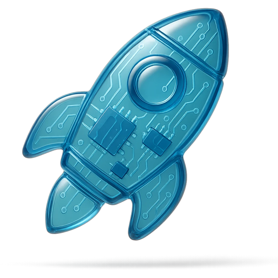 rocket icon with glossy circuit style emoji