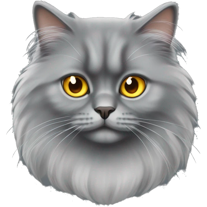 Persian gray cat with big fur and yellow/orange eyes emoji