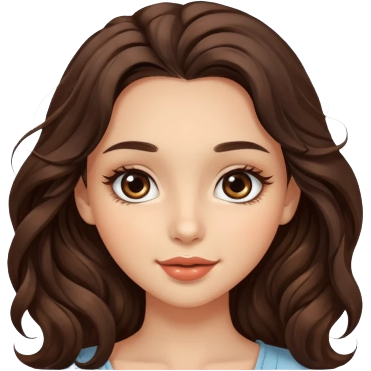 big brown eye very long lashes wavy dark brown hair wheat skin beautiful kissed girl  emoji