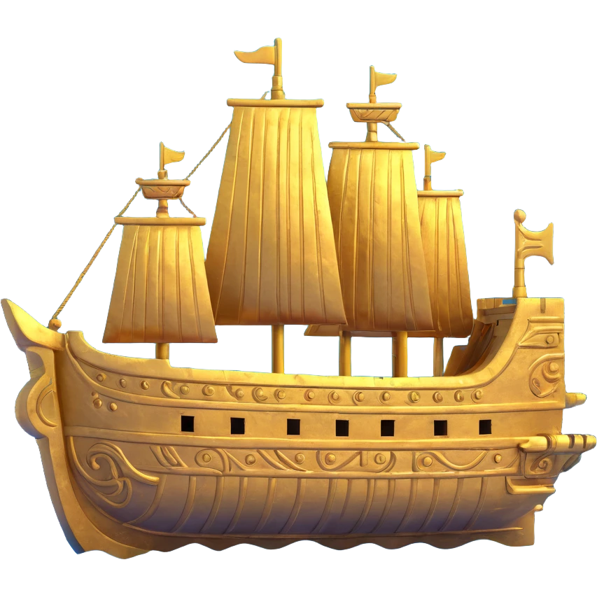 ancient golden ship with Anunnaki motifs underwater weathered look emoji