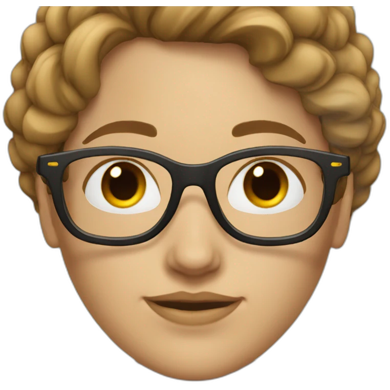 White woman, hair dark, medium, with glasses brown emoji