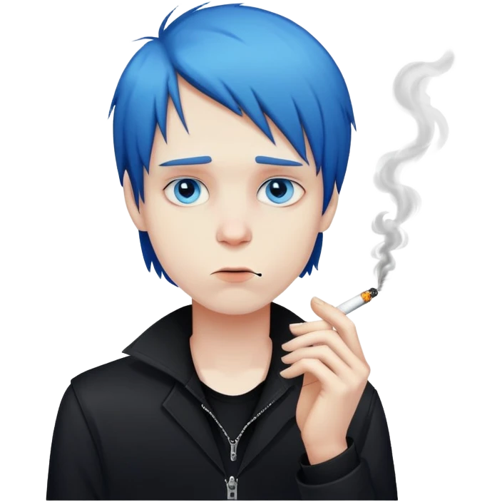 emo boy smoking with blue eyes emoji
