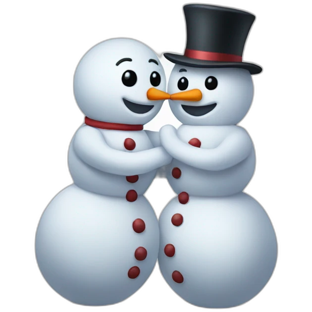 full body two snowmen kiss hug emoji