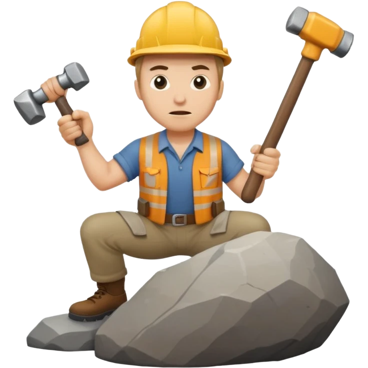 Geologist smashing a rock emoji