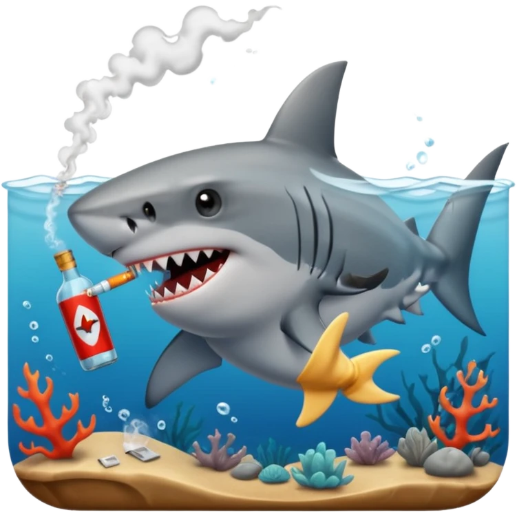 shark with a cigaret and some botlle emoji