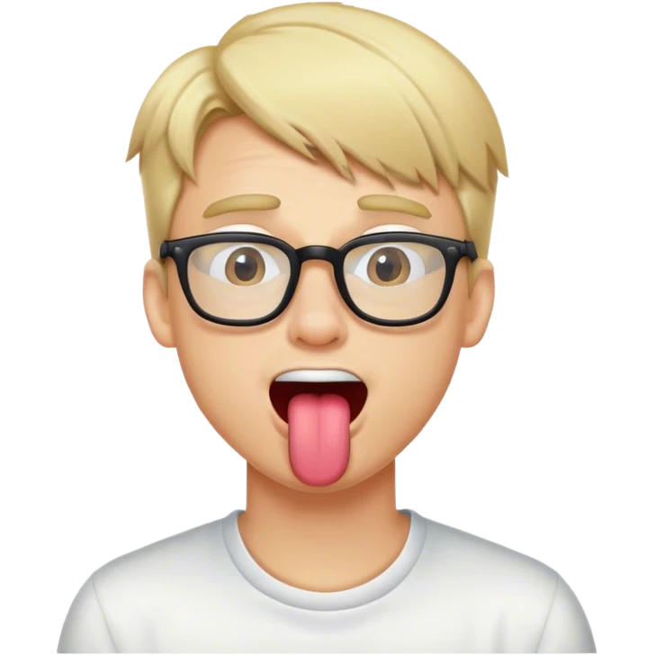 blond guy with glasses, with tongue out drooling emoji