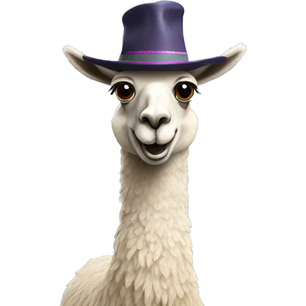 Llama with a hat emoji