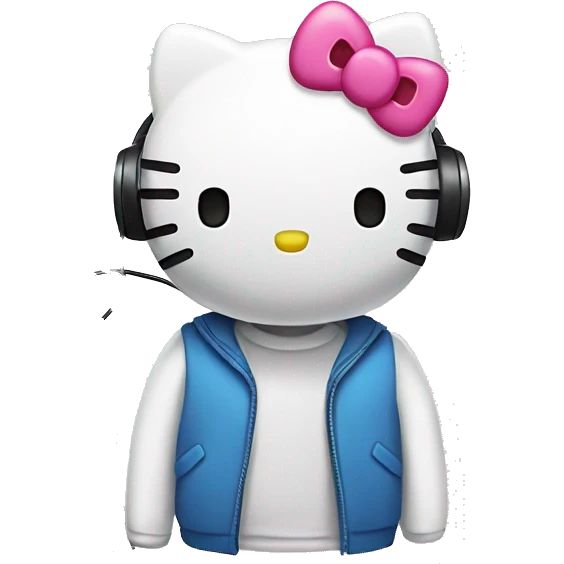 Hello kitty with earpod emoji