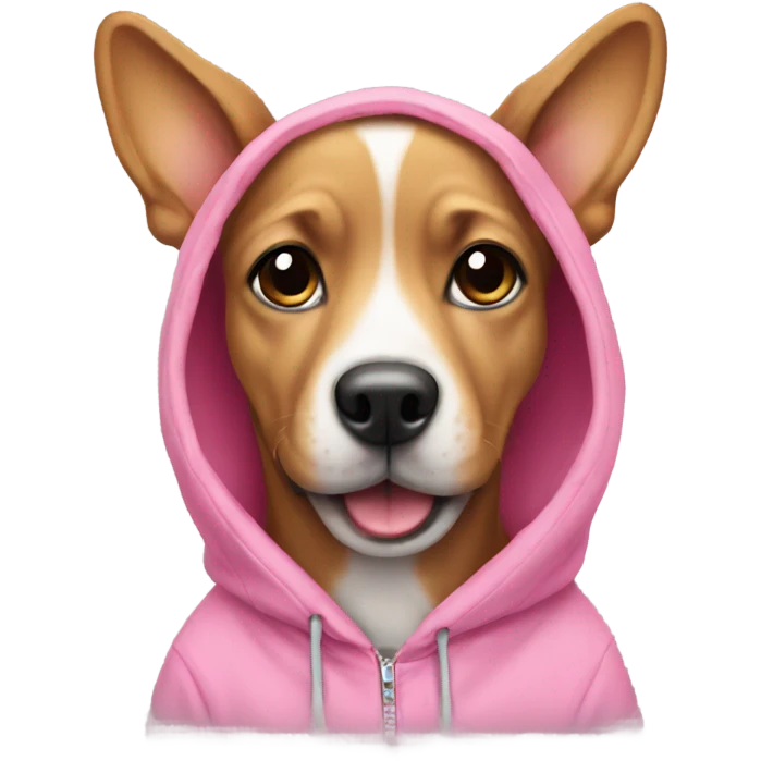 cute dog wearing pink hoodie emoji