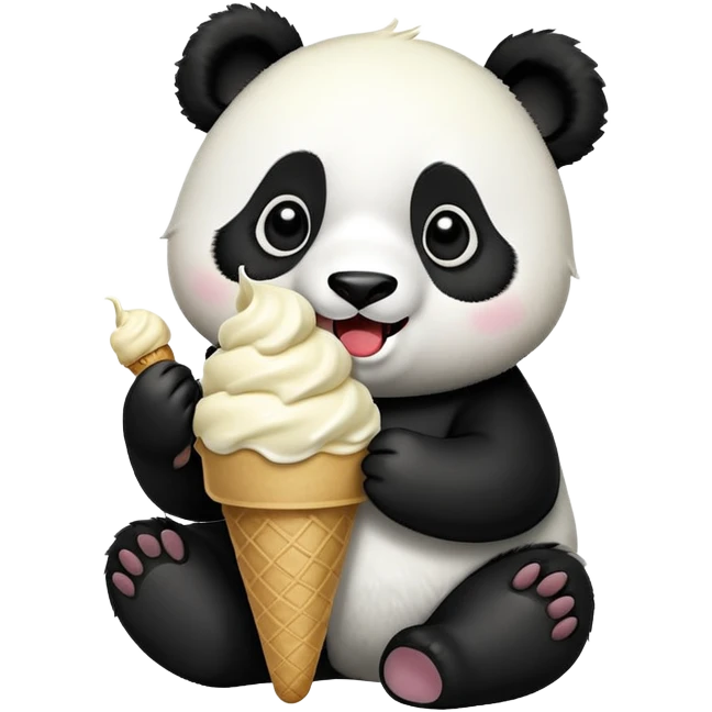 Panda eating ice cream emoji