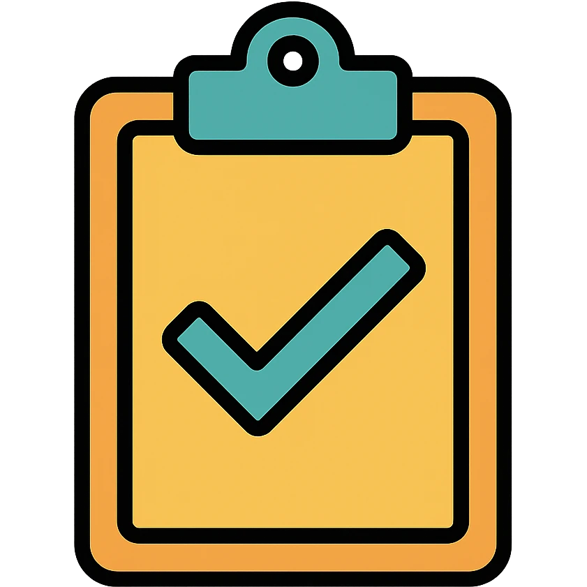 minimalist clipboard with a single checkmark emoji