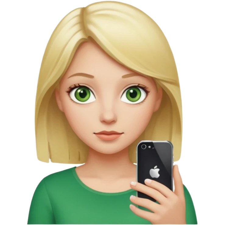 Blonde green eyed girl with iPhone emoji