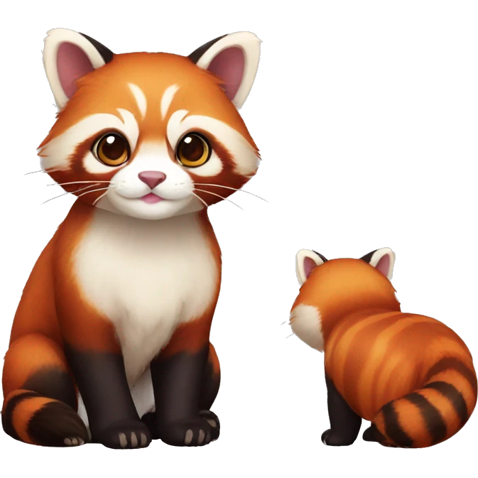 Cute Adorable Red Panda Cat hybrid full body emoji