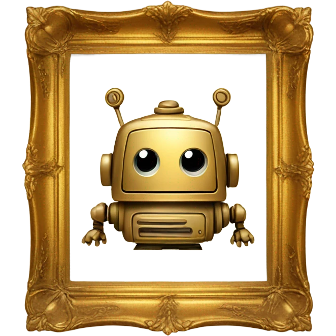 cute robot in a vintage gold frame emoji