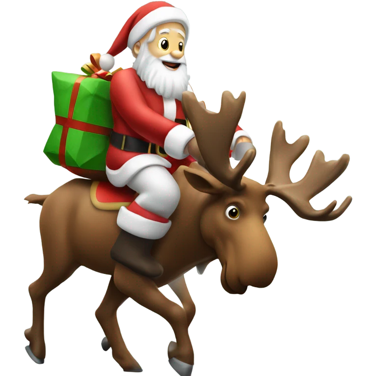 Santa Claus riding a Christmas moose emoji