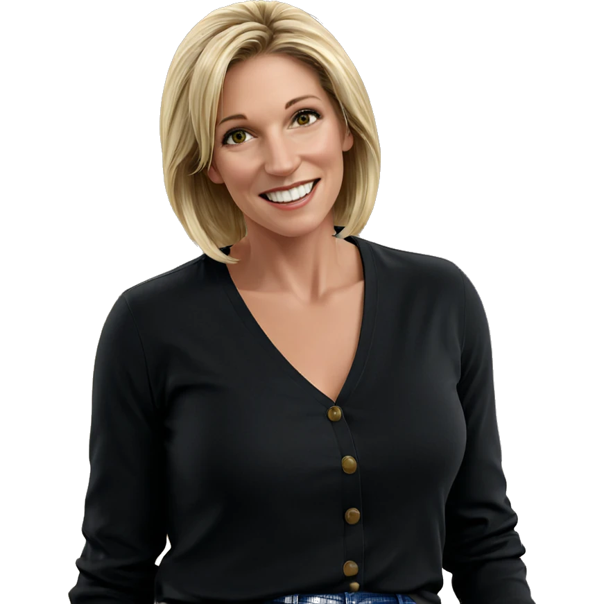 blonde girl smiling at viewer emoji