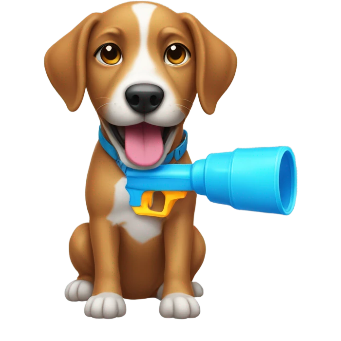 Andy dog with water gun emoji