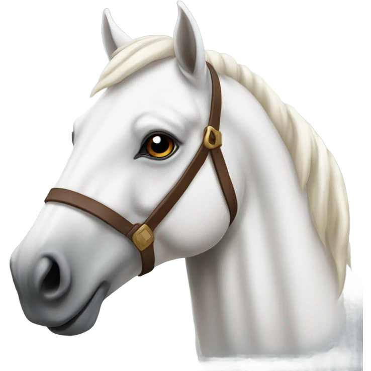 White horse with brown face and a white blaze emoji