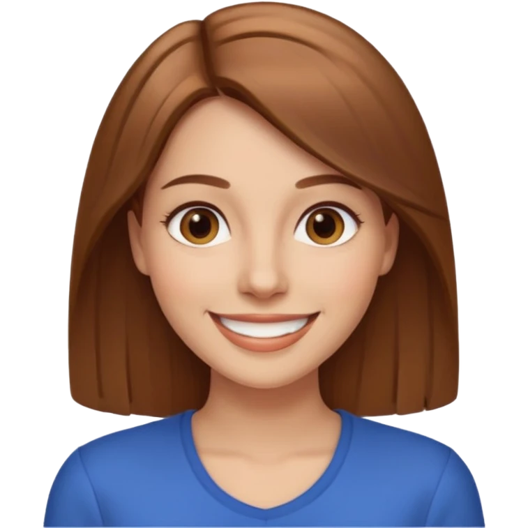 30 yr light brown hair long straight hair, brown eyes, big smile emoji