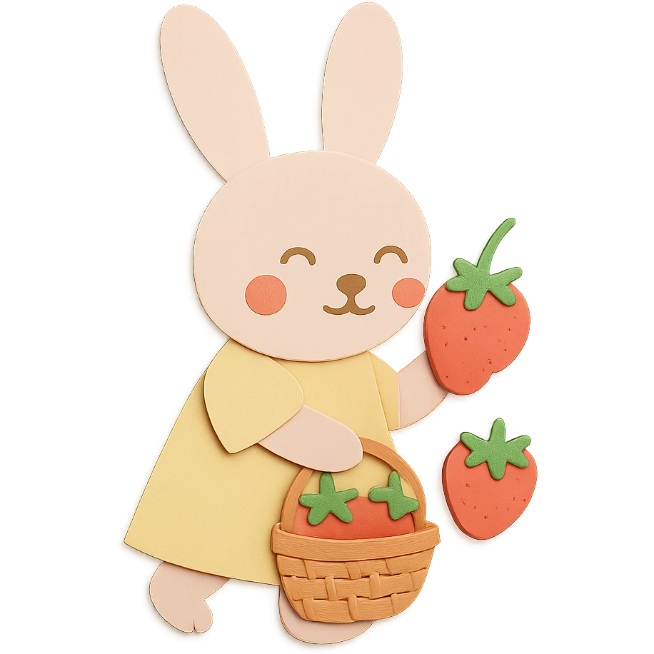 Make both bunny ears visually the same design, keeping the paper-craft style and all other elements unchanged. emoji