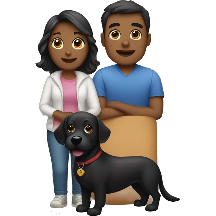 A couple and a black dog emoji