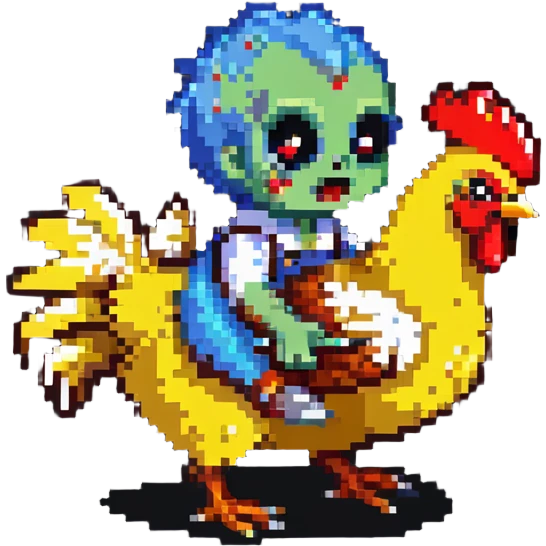baby zombie riding a chicken, minecraft chicken jockey emoji