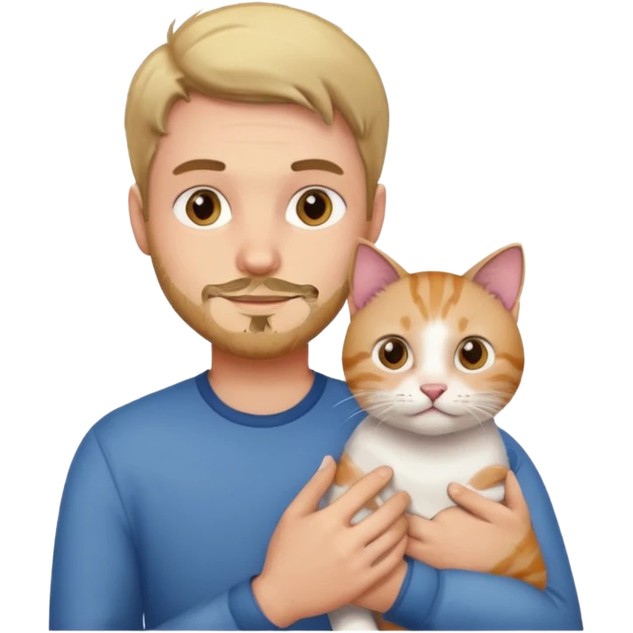 a guy holding a cat emoji