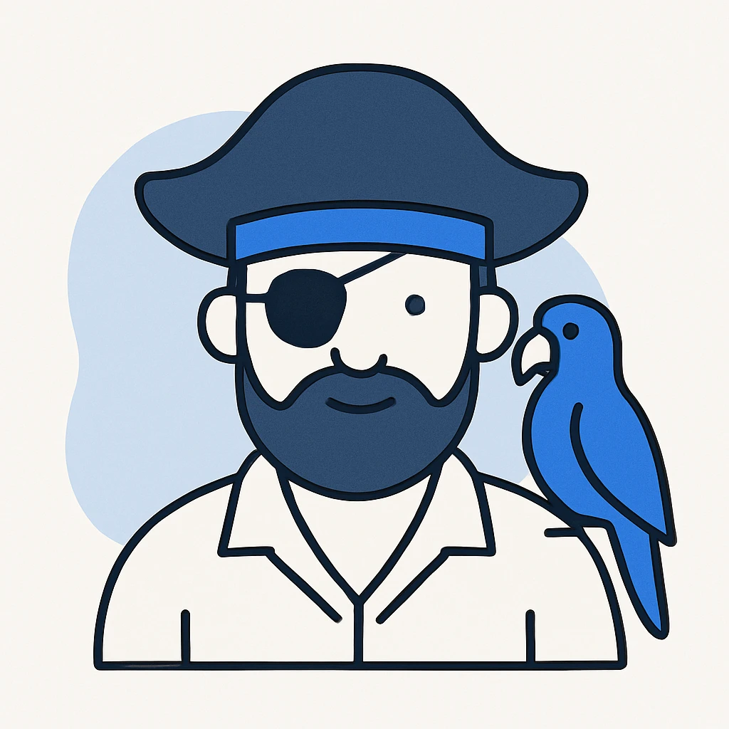 pirate with eye patch and parrot emoji