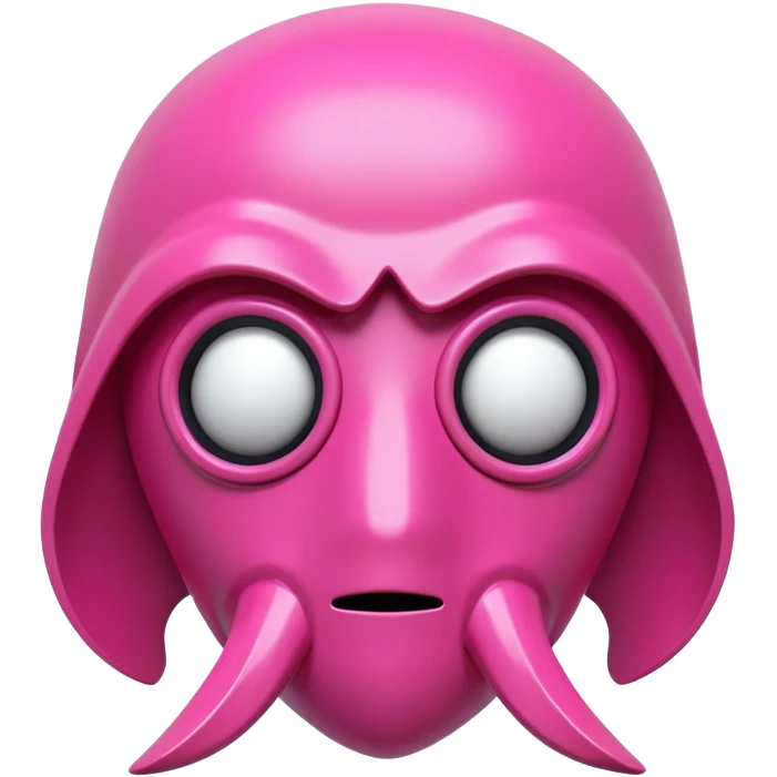 Squid Game pink guard mask with square shape on face, 3D style, smooth and glossy emoji