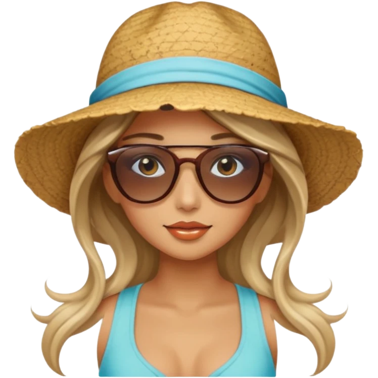 pretty girl with long hair and highlights makeup 🐬 at the beach. 🏝️ emoji