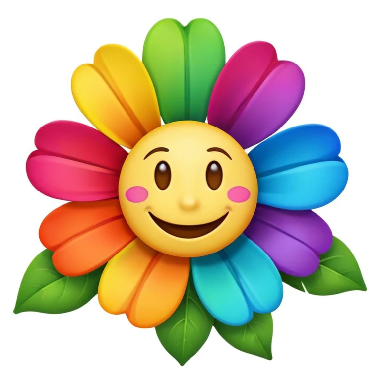 Smiling rainbow flower emoji