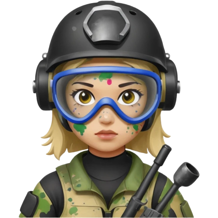 paintball player face girl emoji