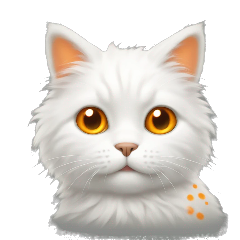 fluffly white cat with orange spots emoji