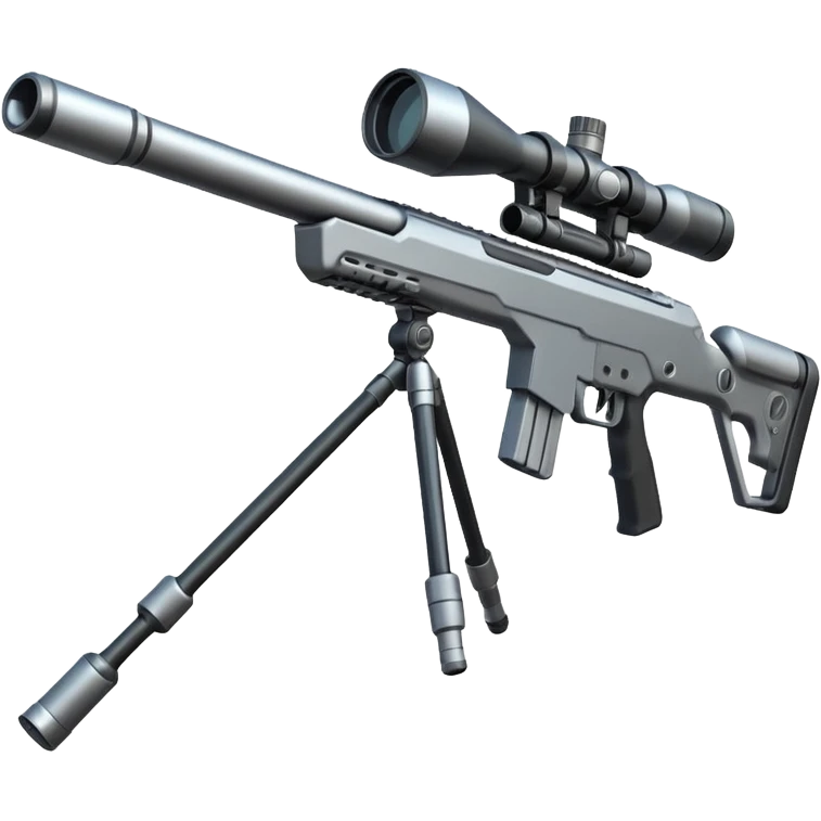 futuristic sniper rifle with an extra-long barrel, missile warhead tip, advanced gadgets emoji